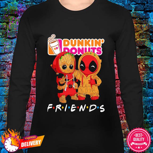Baby Groot and baby Spiderman Dunkin' Donuts Friends shirt, hoodie,  sweater, long sleeve and tank top