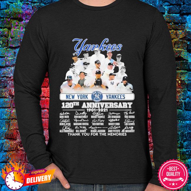 Ruth Mantle Jeter and Gehrig New York Yankees signatures shirt