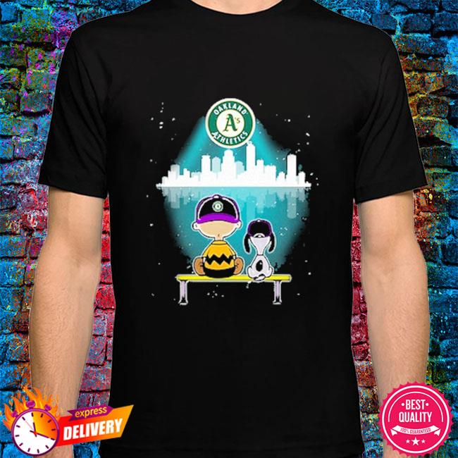 Charlie Brown And Snoopy Watching City Oakland Athletics T-shirt