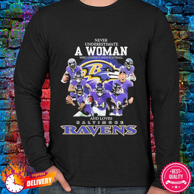 Never underestimate a woman who understands Football and loves ravens shirt,  hoodie, sweater, long sleeve and tank top