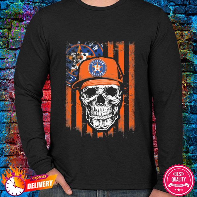 Skull Hat Houston Astros logo 2021 American flag shirt, hoodie