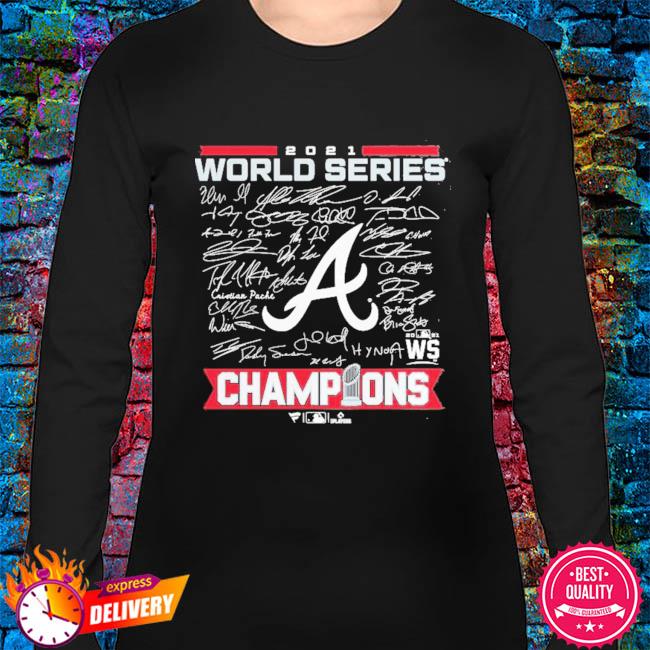 Official MLB 2021 World Series Champions Atlanta Braves Milestone Jersey  Roster T-Shirt, hoodie, sweater, long sleeve and tank top