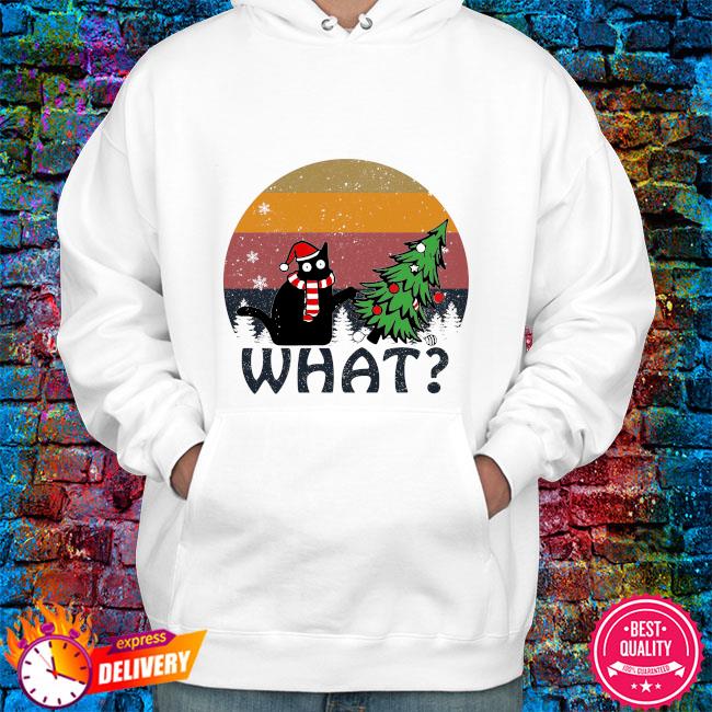 black cat christmas tree sweater