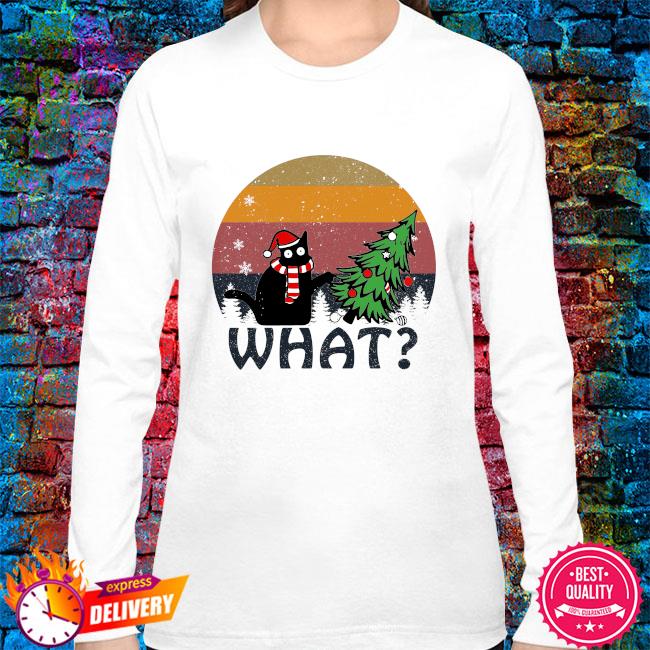 black cat christmas tree sweater