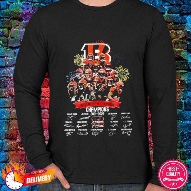 2021 2022 Cincinnati Bengals Team Signature Conference championships T-Shirt  - REVER LAVIE