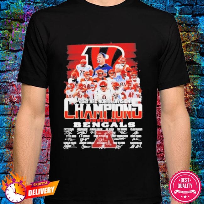 Cincinnati Bengals 2021 AFC North Division Champions Signatures T-Shirt -  Trends Bedding