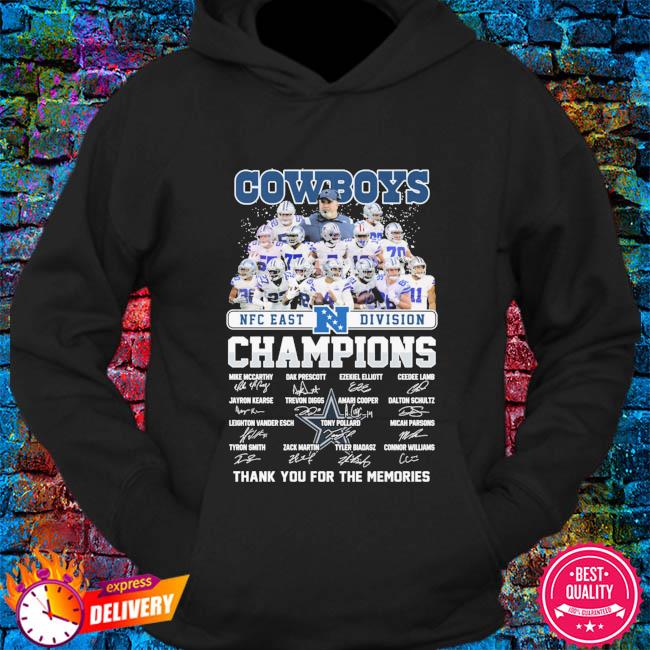 Dallas Cowboys 2021 NFC east division champions thank you for the memories  signatures hot shirt, hoodie, sweater, long sleeve and tank top