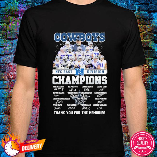 Dallas Cowboys 2021 NFC east division champions thank you for the memories  signatures hot shirt, hoodie, sweater, long sleeve and tank top