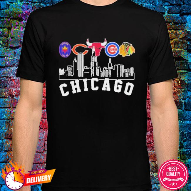 Chicago Cubs Bulls Bears Fire FC Blackhawks White Sox city shirt