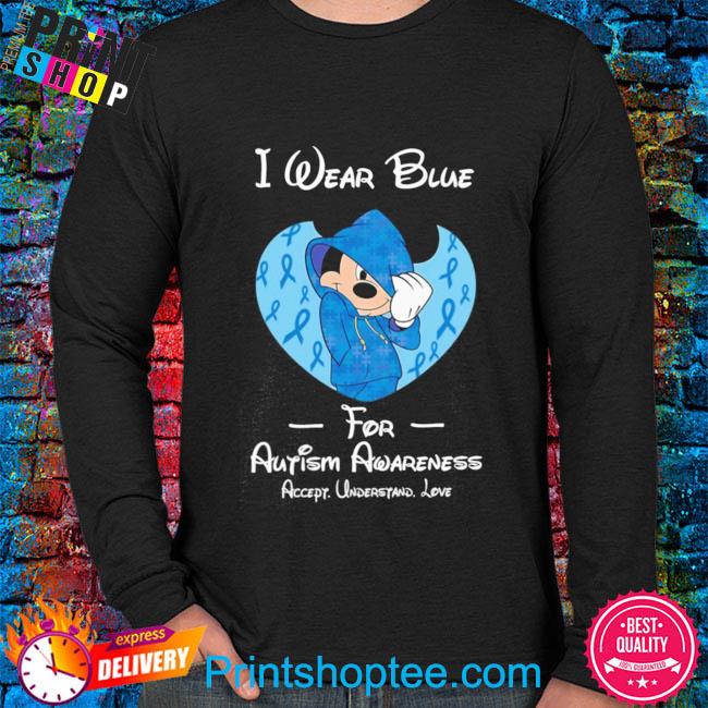 Top mickey mouse I waer blue for Autism awareness accept