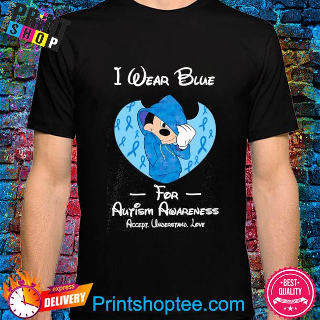 Top mickey mouse I waer blue for Autism awareness accept