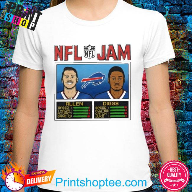 NFL Jam Buffalo Bills Allen and Diggs T-Shirt from Homage. | Officially Licensed Vintage NFL Apparel from Homage Pro Shop.