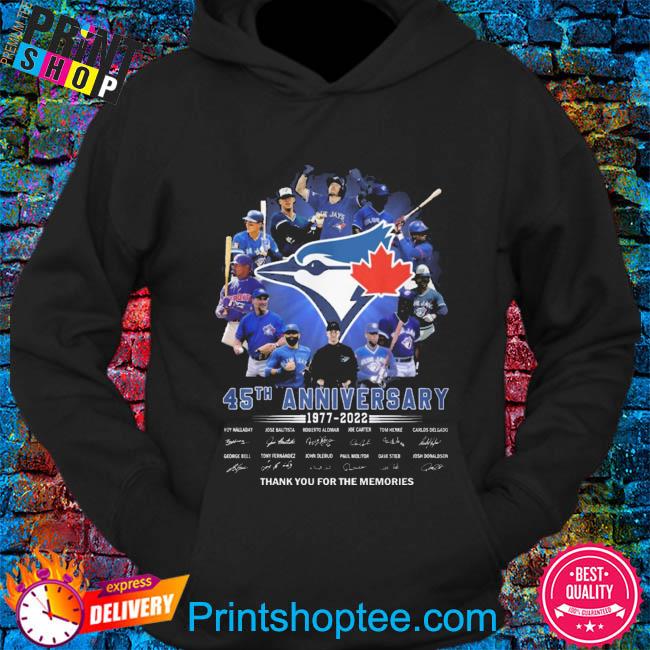 Official The Blue Jays 44th Anniversary 1977-2021 Thank You For The  Memories Shirt, hoodie, tank top