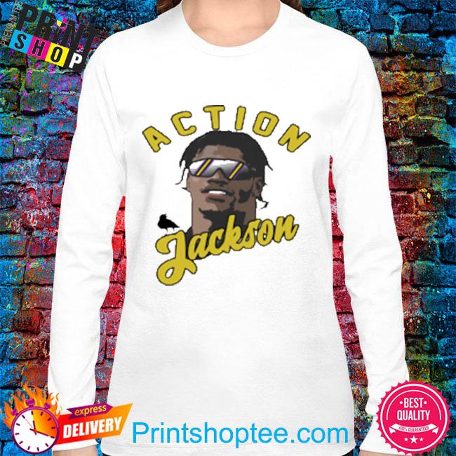 Lamar Jackson Action Jackson Baltimore Ravens t-shirt by To-Tee