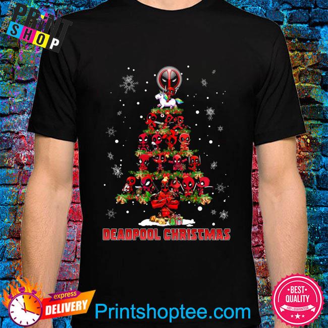 Chibi Deadpool riding Unicorn Christmas Tree 2022 Sweater