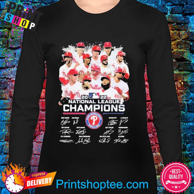 MLB Philadelphia Phillies team 2022 National League Champions signatures  shirt, hoodie, sweater, long sleeve and tank top