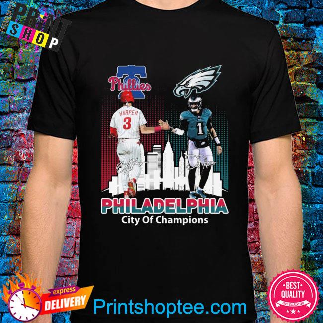 The Philadelphia City Of Champions Bryce Harper And Jalen Hurts Signatures  Shirt - Teespix - Store Fashion LLC