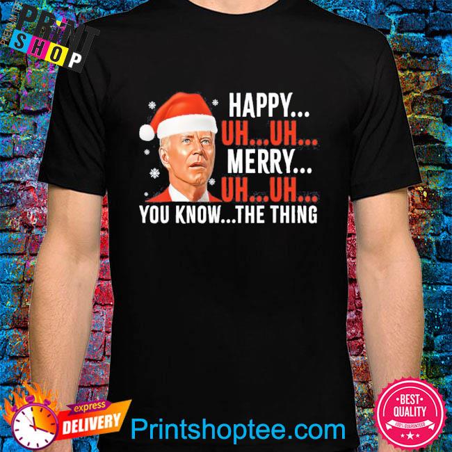 Funny Art Biden Confused Happy Merry Uh Uh Christmas Sweater Shirt