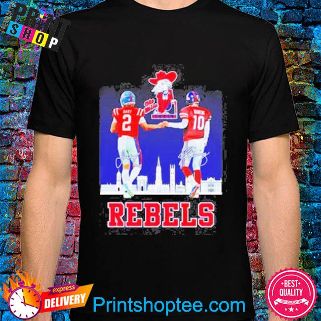 ELI MANNING OLE MISS REBELS ART PRINT IN RED JERSEY