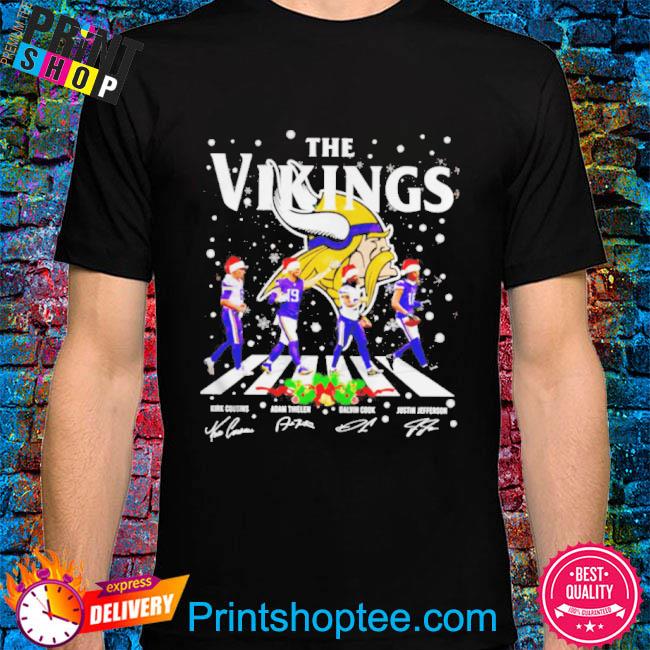 Official The Minnesota Vikings abbey road Christmas signatures shirt