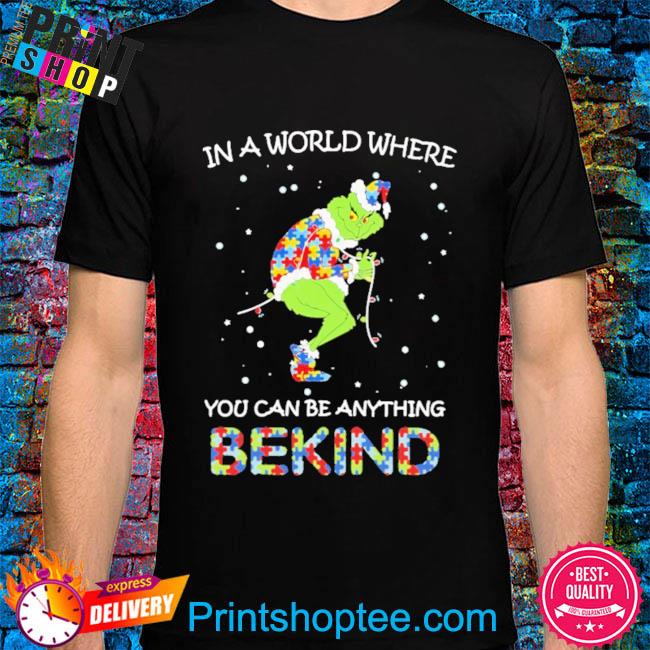 Santa grinch in a world where you can be anything be kind autism Christmas sweater