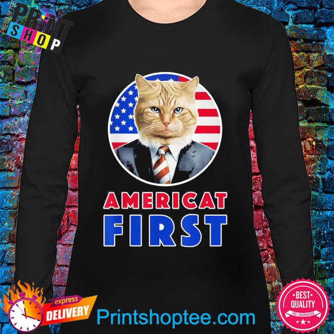 Americat first patriot america cat president outfit American flag shirt,  hoodie, sweater, long sleeve and tank top