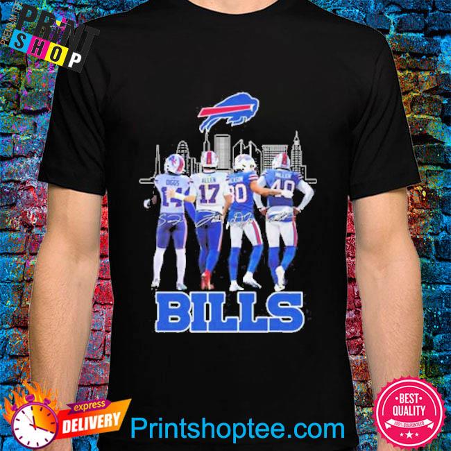 Buffalo Bills Skyline Diggs Allen Jackson And Miller Signatures 2022 T-shirt