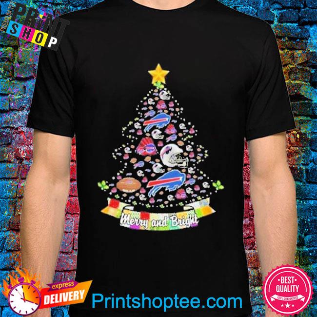 Funny Merry And Bright Buffalo Bills NFL Christmas Tree 2022 T-Shirt