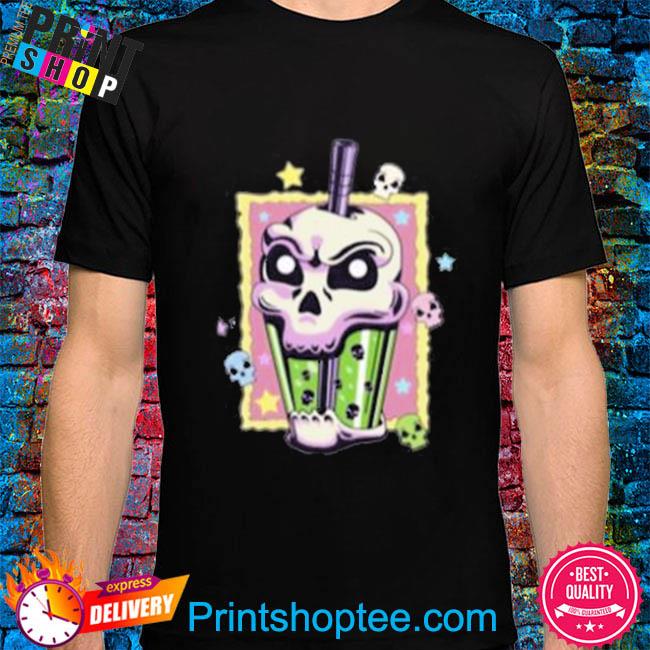 Kawaii creepy skull boba bubble tea pastel goth va shirt