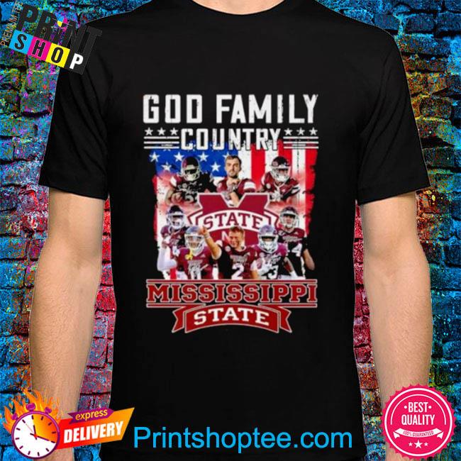 Official God Family Country Mississippi State Bulldogs Signatures Shirt