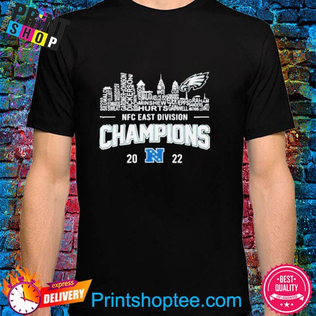 Official Philadelphia Eagles Player Names Skyline NFC East Division Champions 2022 Shirt