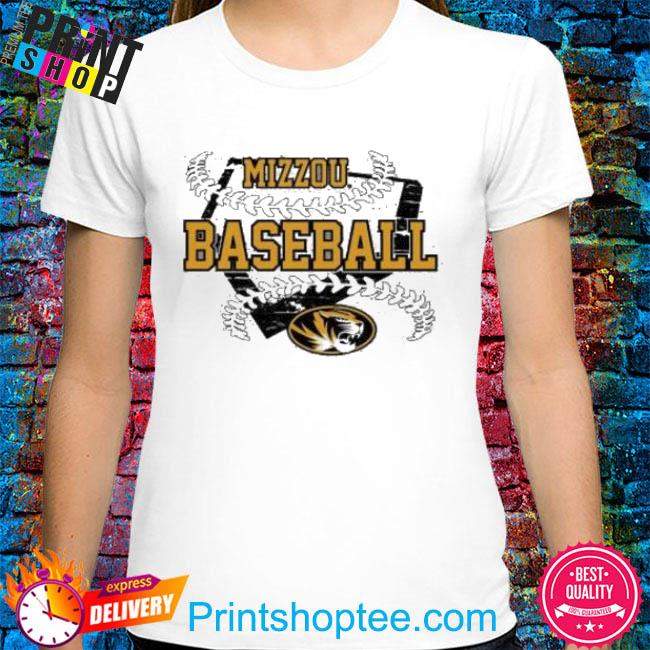 Mizzou Tigers Baseball Home Plate Oval Tiger Head Grey T-Shirt 