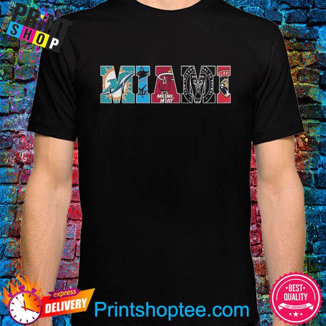 Official miamI sports teams miamI marlins miamI dolphins miamI heat miamI  panthers 2023 shirt, hoodie, sweater, long sleeve and tank top