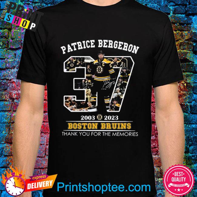 Patrice Bergeron Boston Bruins 2003 2023 thank you for the memories shirt,  hoodie, sweater, long sleeve and tank top