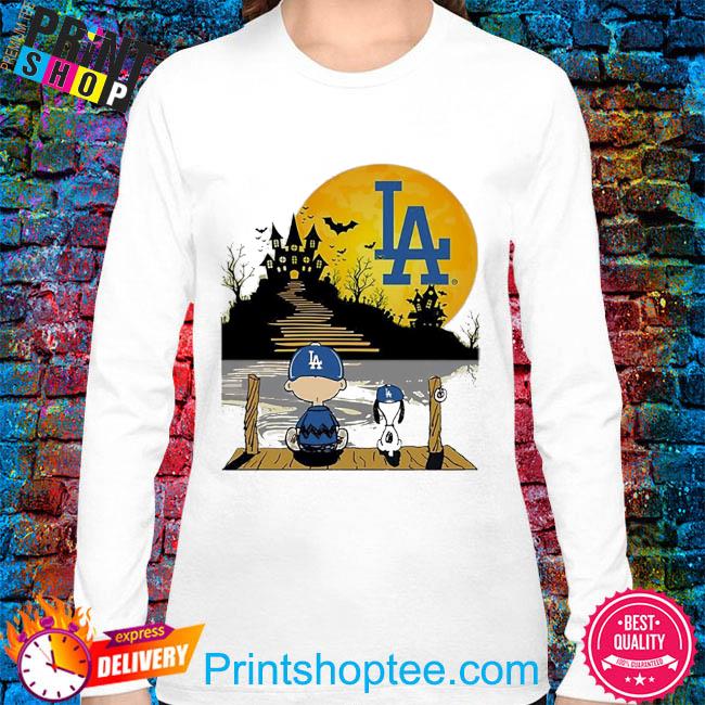 Snoopy and Charlie Brown Sit Under Moon Los Angeles Dodgers Halloween 2023  T-shirt, hoodie, sweater, long sleeve and tank top