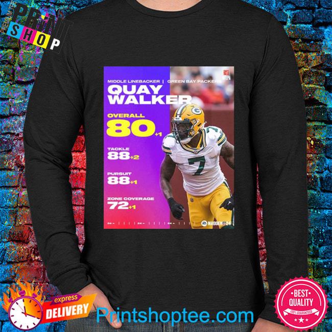 Official Middle linebacker Green Bay Packers quay walker overall 80 points  NFL madden 24 T-shirt, hoodie, tank top, sweater and long sleeve t-shirt