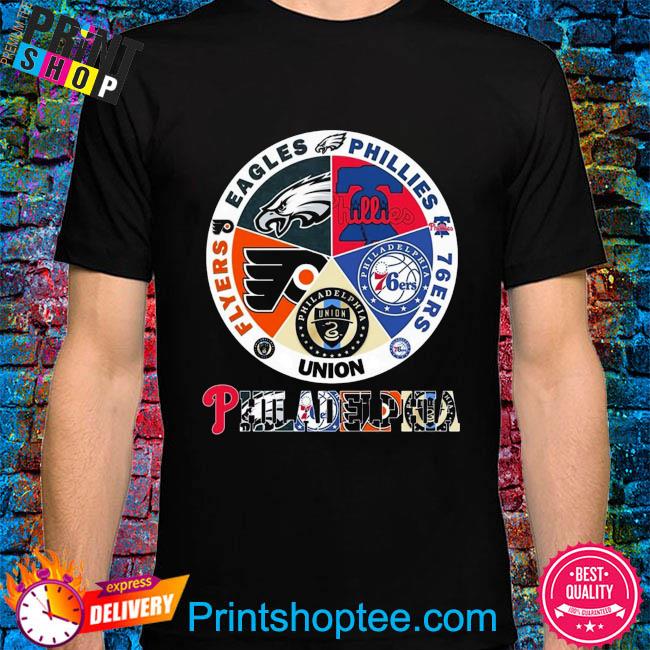 Official Philadelphia Eagles Philadelphia Phillies Philadelphia 76ers  Champions 2023 logo shirt