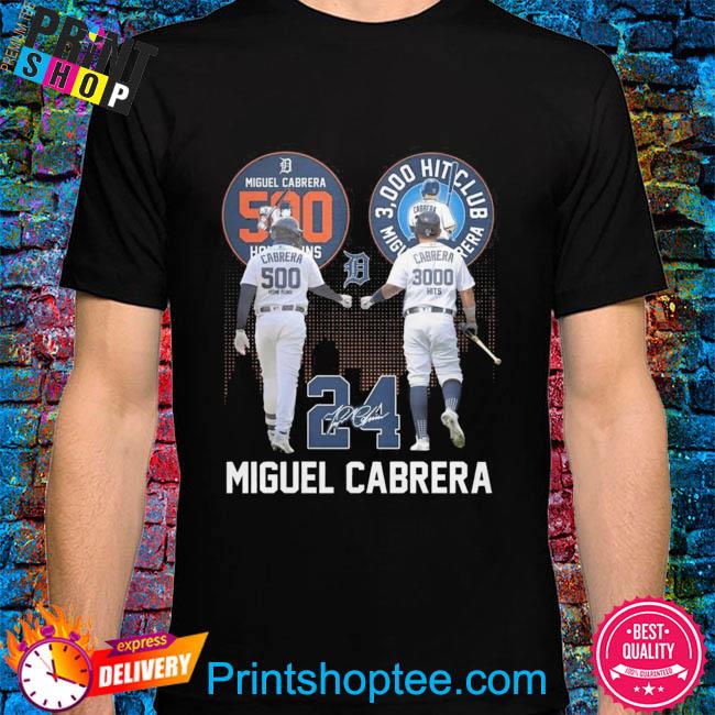 Official Miguel Cabrera 500 Home Runs 3000 Hits Club T-Shirt