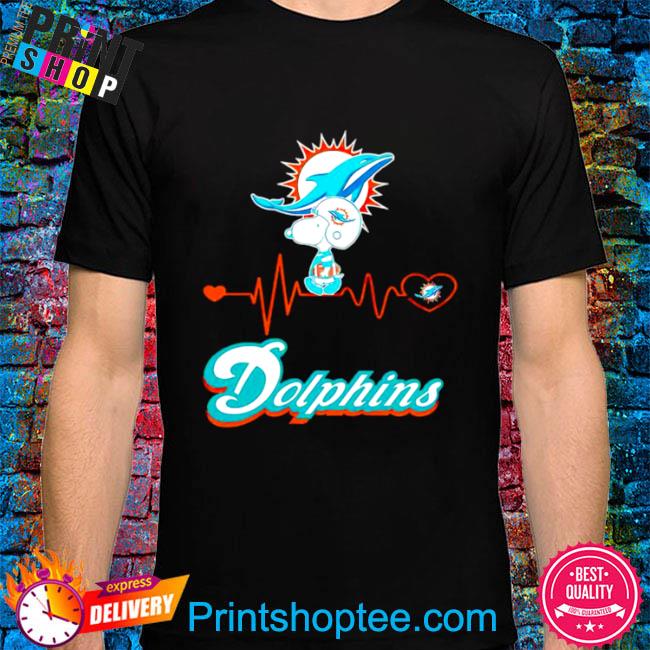 Snoopy Miami Dolphins Logo Heartbeat Shirt - High-Quality Printed