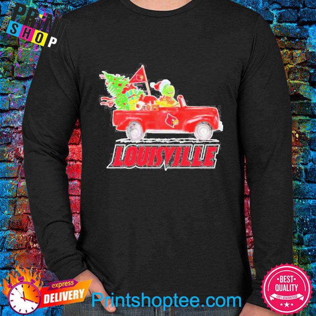 Louisville Cardinals Grinch driving red truck Christmas shirt, hoodie,  sweater, longsleeve and V-neck T-shirt
